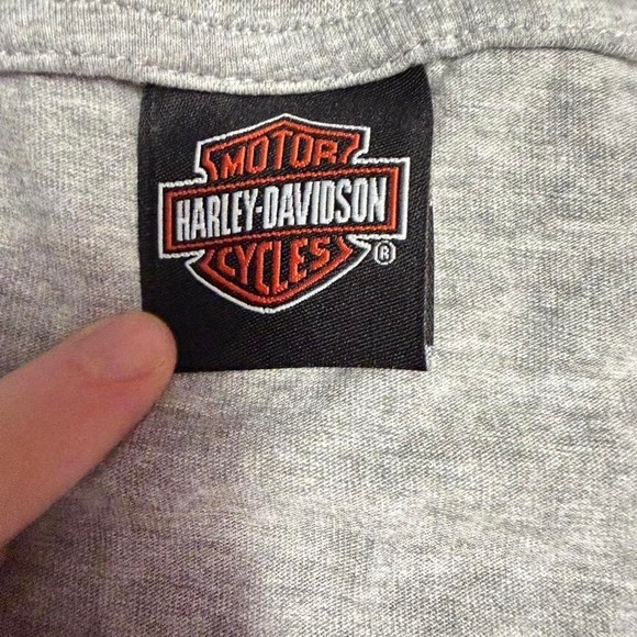 Harley-Davidson Skull Studded Long Sleeve Top XL Gray Thumb Hole Sleeves - Picture 3 of 8